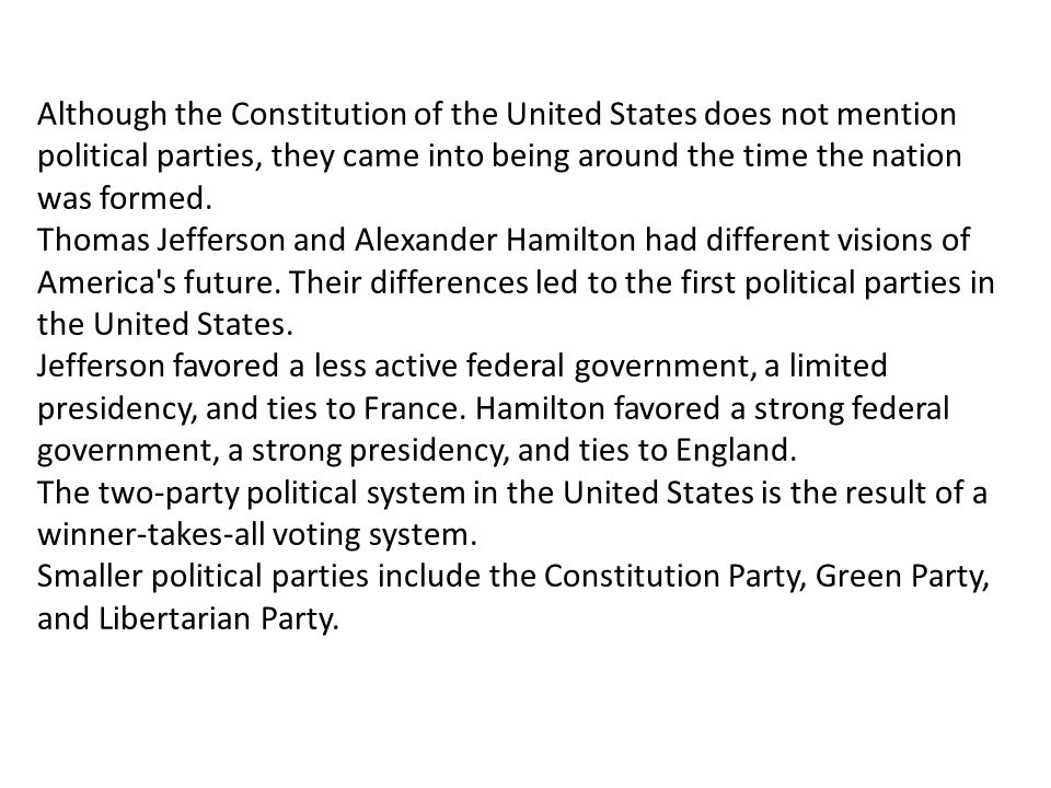 An overview of the two political parties in the united states